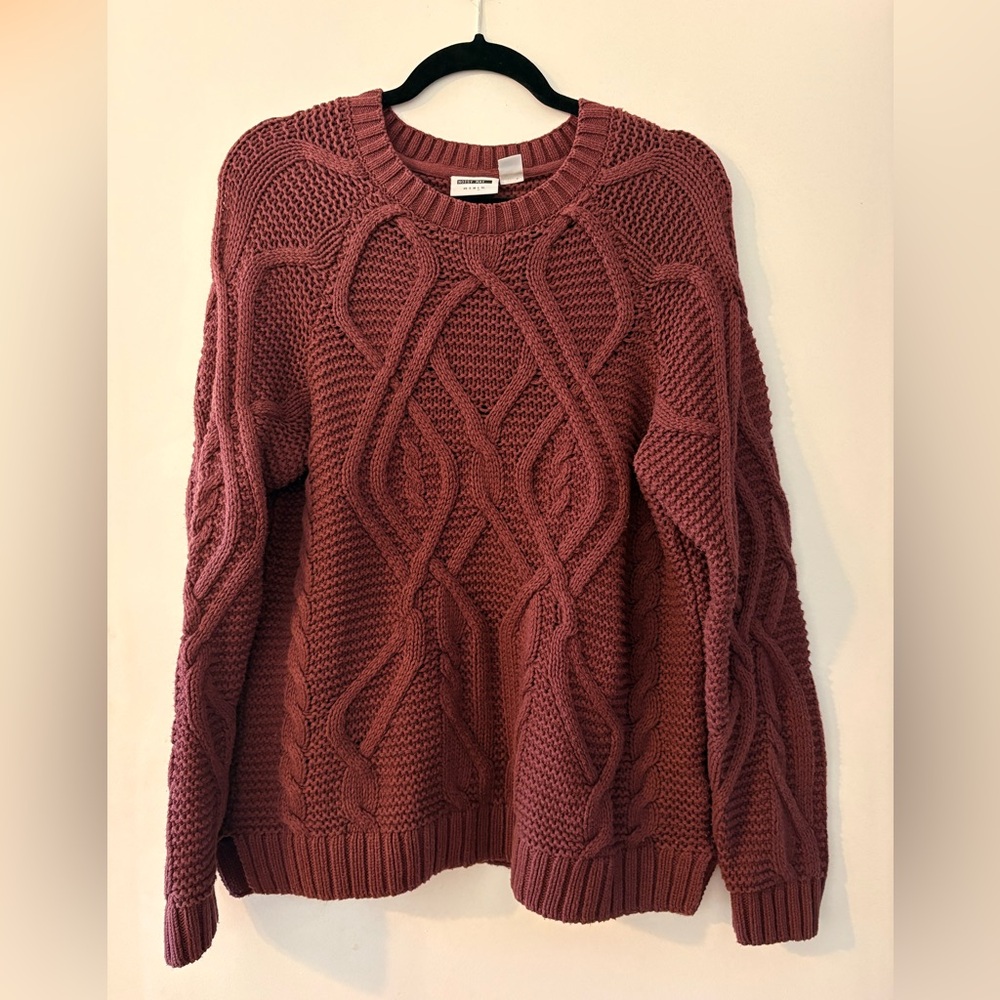 Noisy may Chunky Cable Knit Sweater in Berry